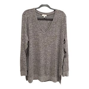 Lucky Brand Gray Cloud Jersey V-Neck Top Size XXL Lucky Brand Grey Tunic Sweater
